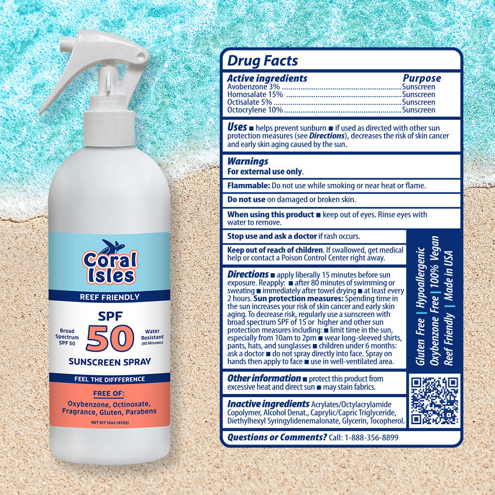 Coral Isles 16-oz Bottle SPF 50 Refillable Spray-on Sunscreen Mist