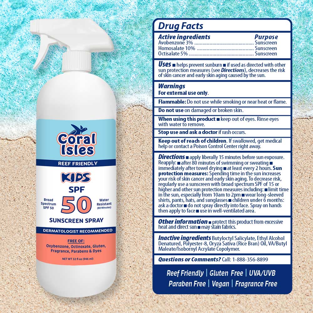 KIDS Quart SPF 50 Bulk Refillable Liquid Spray Sunscreen Mist