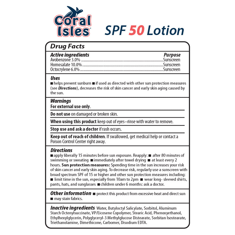 Coral Isles SPF 50 Lotion Ingredients Coral Isles Sunscreen