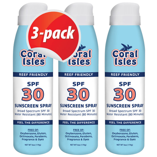 3-Pack 6-oz Coral Isles SPF 30 Continuous Spray Sunscreen