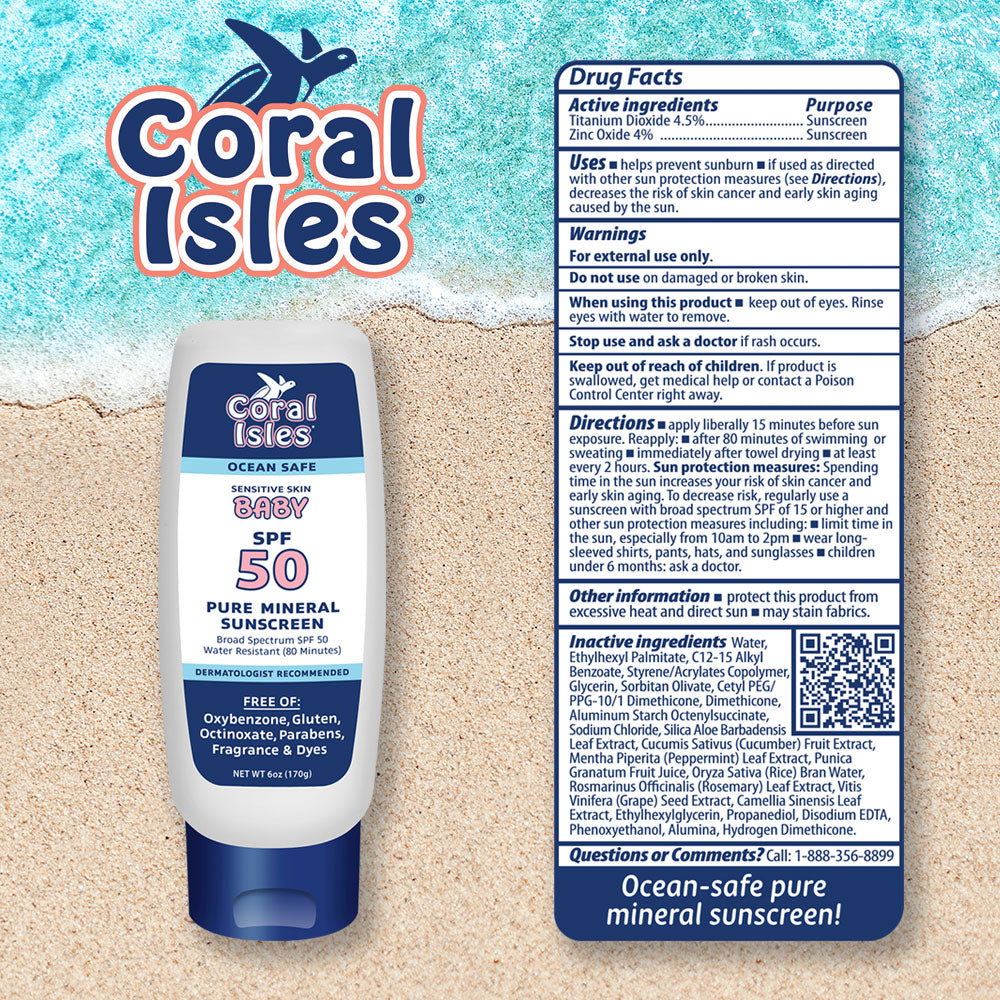 Coral Isles BABY 6-oz Mineral SPF 50 Sunscreen Lotion