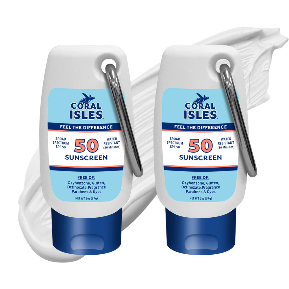 2-Pack 2-oz Coral Isles SPF 50 Sunscreen Lotion with Carabiner
