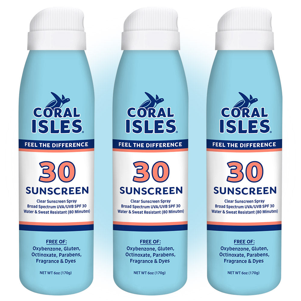3-Pack 6-oz Coral Isles SPF 30 Continuous Spray Sunscreen
