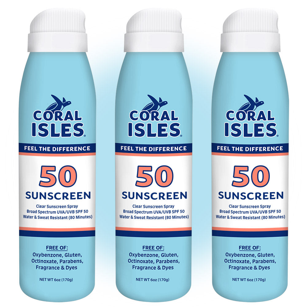 3-Pack 6-oz Coral Isles SPF 50 Continuous Spray Sunscreen