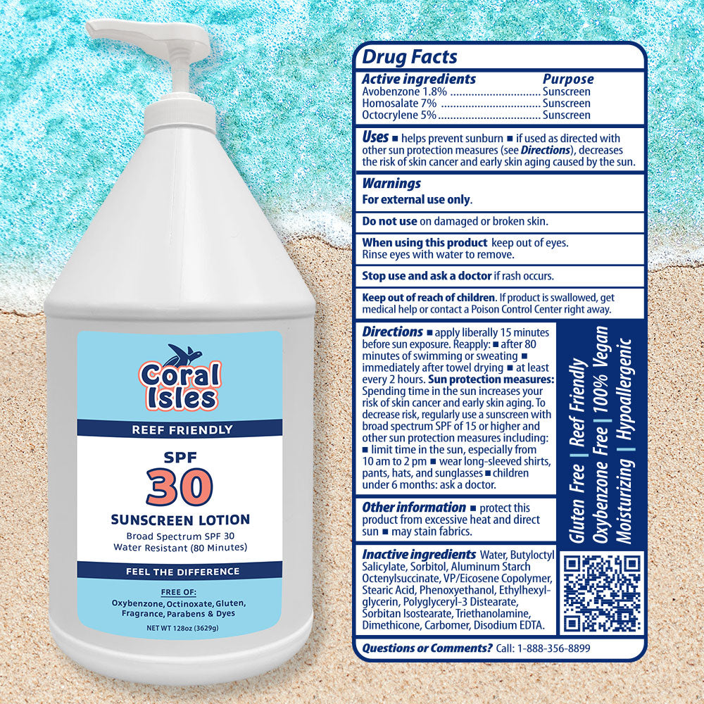 Gallon Coral Isles SPF 30 Sunscreen Lotion with Pump