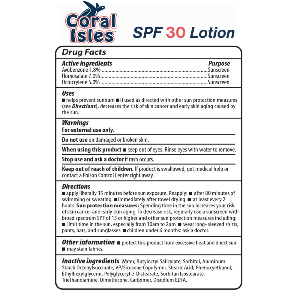 Coral Isles SPF 30 Lotion Ingredients Coral Isles Sunscreen