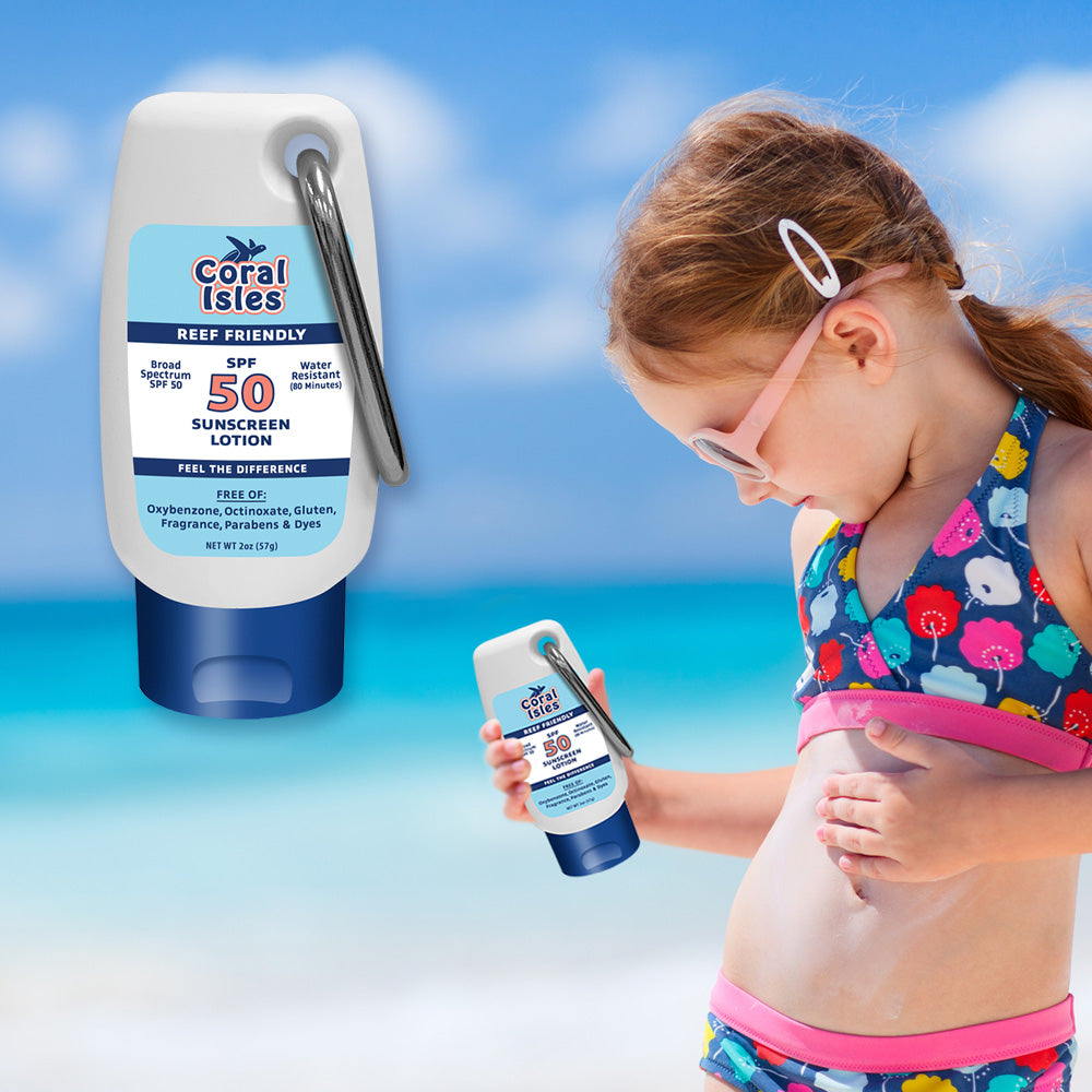 2-Pack 2-oz Coral Isles SPF 50 Sunscreen Lotion with Carabiner