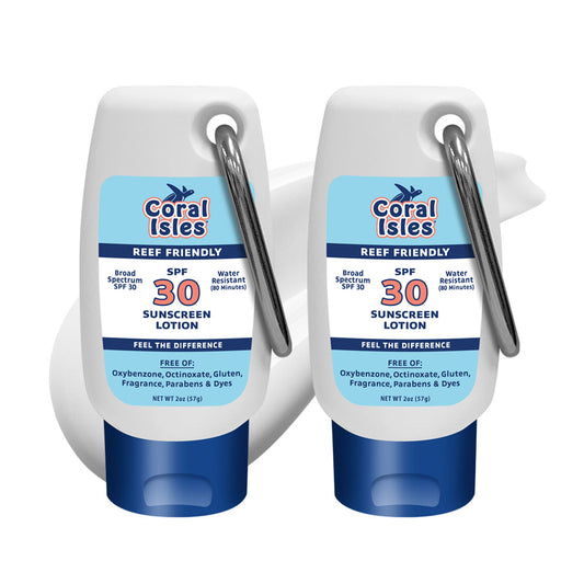 2-Pack 2-oz Coral Isles SPF 30 Sunscreen Lotion with Carabiner
