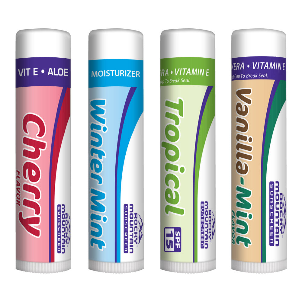4-Pack Variety Lip Balm (Cherry, Winter-Mint, Tropical, Vanilla-Mint)