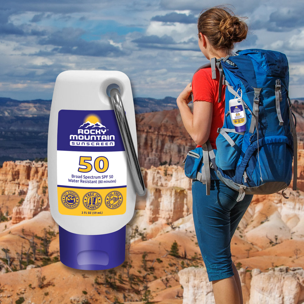 2-Pack 2-oz SPF 50 Sunscreen Lotion with Carabiner Sunscreen Rocky Mountain Sunscreen   