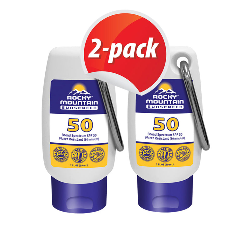 2 Pack SPF 50 2oz Bottles Sunscreen Lotion TSA Travel Size with