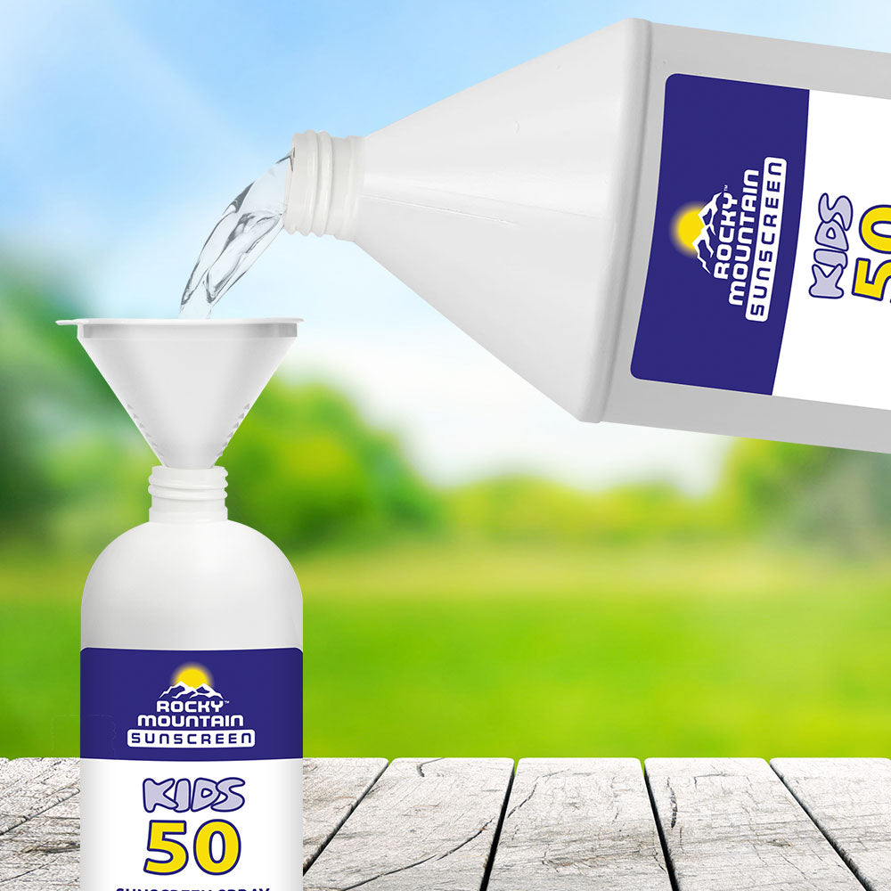 KIDS SPRAY Gallon SPF 50 Sunscreen Spray Refill Only Liquid Sunscreen Rocky Mountain Sunscreen   