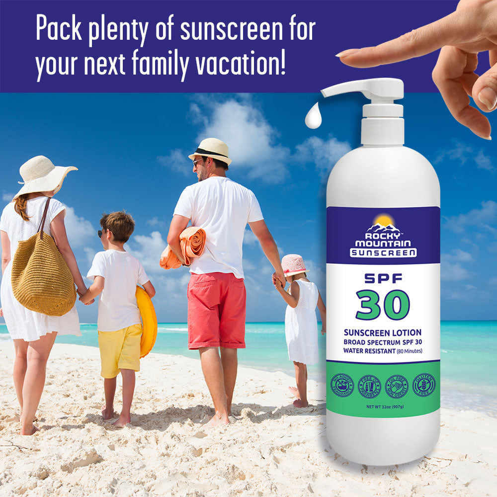 Bulk Quart SPF 30 Sunscreen Lotion with Pump Sunscreen Rocky Mountain Sunscreen   