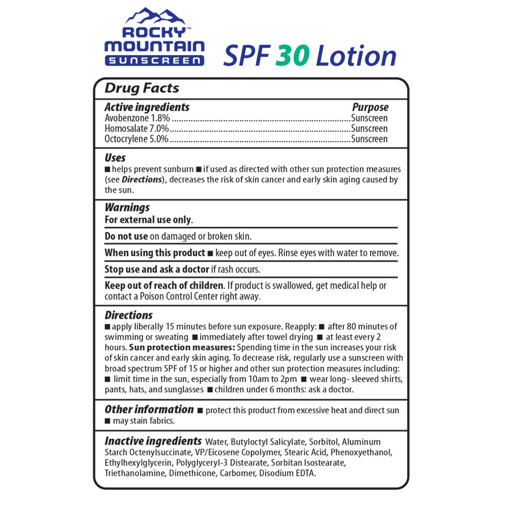 16-oz SPF 30 Sunscreen Lotion with Pump Sunscreen Rocky Mountain Sunscreen   
