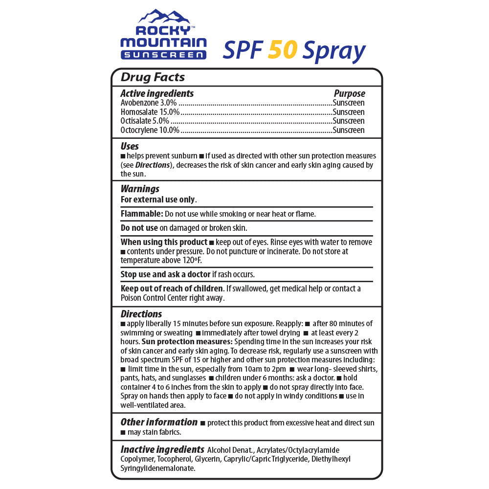 6-oz SPF 50 Non-Aerosol Continuous Spray Sunscreen Sunscreen Rocky Mountain Sunscreen   